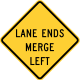 Merging traffic (through street) &mdash; Regulatory sign &mdash; Lane Transitions Signs (MUTCD W9-2L)