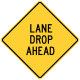 Lane drop ahead, Massachusetts &mdash; Regulatory sign &mdash; Lanes and Merges Signs